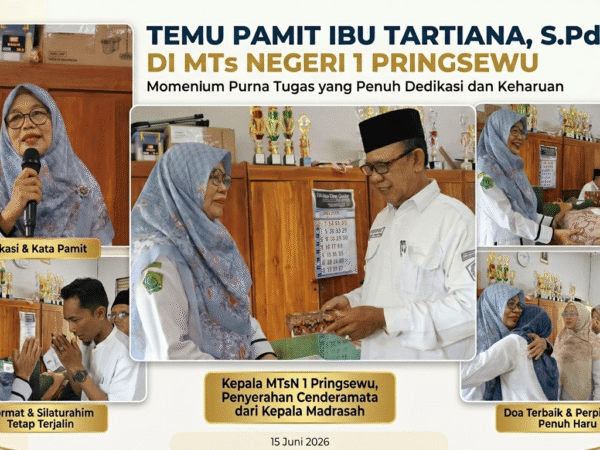 Temu Pamit Ibu Tartiana, S.Pd. Berlangsung Penuh Haru di MTs Negeri 1 Pringsewu